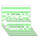 Horizontal Stripes - White and Light Green Get Well 3D Greeting Card (7x5)