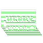 Horizontal Stripes - White and Light Green Merry Xmas 3D Greeting Card (8x4)