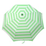 Horizontal Stripes - White and Light Green Folding Umbrella