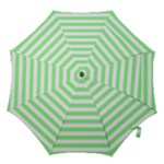Horizontal Stripes - White and Light Green Hook Handle Umbrella (Medium)