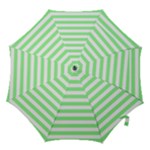 Horizontal Stripes - White and Light Green Hook Handle Umbrella (Large)