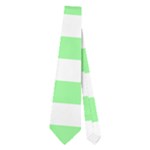 Horizontal Stripes - White and Light Green Necktie (Two Side)
