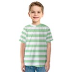 Horizontal Stripes - White and Celadon Green Kid s Sport Mesh Tee