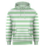 Horizontal Stripes - White and Celadon Green Men s Pullover Hoodie