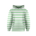 Horizontal Stripes - White and Celadon Green Kid s Pullover Hoodie