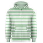Horizontal Stripes - White and Celadon Green Men s Zipper Hoodie