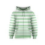 Horizontal Stripes - White and Celadon Green Kid s Zipper Hoodie