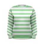 Horizontal Stripes - White and Celadon Green Women s Sweatshirt