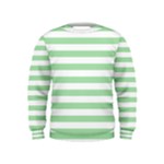Horizontal Stripes - White and Celadon Green Kid s Sweatshirt