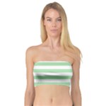 Horizontal Stripes - White and Celadon Green Bandeau Top