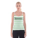 Horizontal Stripes - White and Celadon Green Spaghetti Strap Top