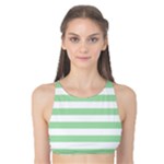 Horizontal Stripes - White and Celadon Green Tank Bikini Top