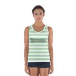 Horizontal Stripes - White and Celadon Green Women s Sport Tank Top