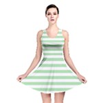 Horizontal Stripes - White and Celadon Green Reversible Skater Dress