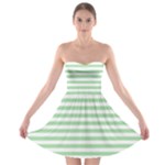 Horizontal Stripes - White and Celadon Green Strapless Bra Top Dress
