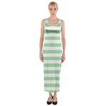 Horizontal Stripes - White and Celadon Green Fitted Maxi Dress