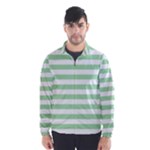 Horizontal Stripes - White and Celadon Green Wind Breaker (Men)