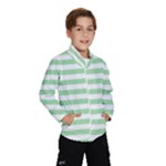 Horizontal Stripes - White and Celadon Green Wind Breaker (Kids)