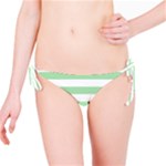 Horizontal Stripes - White and Celadon Green Bikini Bottom