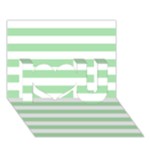 Horizontal Stripes - White and Celadon Green I Love You 3D Greeting Card (7x5)