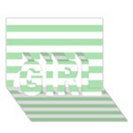 Horizontal Stripes - White and Celadon Green GIRL 3D Greeting Card (7x5)
