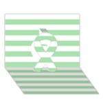 Horizontal Stripes - White and Celadon Green Ribbon 3D Greeting Card (7x5)
