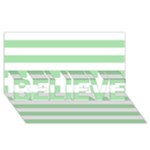 Horizontal Stripes - White and Celadon Green BELIEVE 3D Greeting Card (8x4)