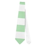Horizontal Stripes - White and Celadon Green Necktie (One Side)