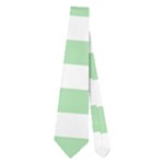 Horizontal Stripes - White and Celadon Green Necktie (Two Side)