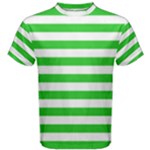 Horizontal Stripes - White and Lime Green Men s Cotton Tee