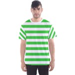 Horizontal Stripes - White and Lime Green Men s Sport Mesh Tee