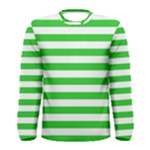 Horizontal Stripes - White and Lime Green Men s Long Sleeve T-shirt