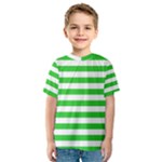 Horizontal Stripes - White and Lime Green Kid s Sport Mesh Tee