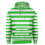 Horizontal Stripes - White and Lime Green Men s Pullover Hoodie