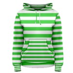 Horizontal Stripes - White and Lime Green Women s Pullover Hoodie