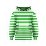Horizontal Stripes - White and Lime Green Kid s Pullover Hoodie