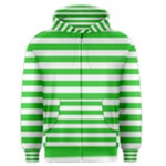 Horizontal Stripes - White and Lime Green Men s Zipper Hoodie