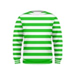 Horizontal Stripes - White and Lime Green Kid s Sweatshirt