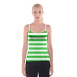 Horizontal Stripes - White and Lime Green Spaghetti Strap Top