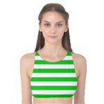 Horizontal Stripes - White and Lime Green Tank Bikini Top