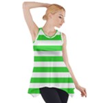 Horizontal Stripes - White and Lime Green Side Drop Tank Tunic
