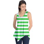 Horizontal Stripes - White and Lime Green Sleeveless Tunic