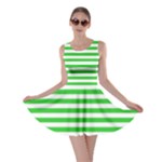 Horizontal Stripes - White and Lime Green Skater Dress