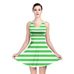 Horizontal Stripes - White and Lime Green Reversible Skater Dress