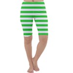 Horizontal Stripes - White and Lime Green Cropped Leggings