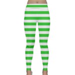 Horizontal Stripes - White and Lime Green Yoga Leggings