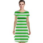 Horizontal Stripes - White and Lime Green Cap Sleeve Nightdress