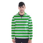 Horizontal Stripes - White and Lime Green Wind Breaker (Men)