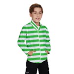 Horizontal Stripes - White and Lime Green Wind Breaker (Kids)