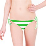 Horizontal Stripes - White and Lime Green Bikini Bottom